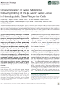 Cover page: Characterization of Gene Alterations following Editing of the β-Globin Gene Locus in Hematopoietic Stem/Progenitor Cells