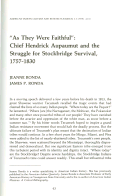 Cover page: "As They Were Faithful": Chief Hendrick Aupaumut and the Struggle for Stockbridge Survival, 1757-1830