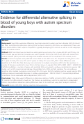 Cover page: Evidence for differential alternative splicing in blood of young boys with autism spectrum disorders