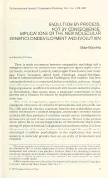Cover page: Evolution by Process, Not by Consequence: Implications of the New Molecular Genetics on Development and Evolution