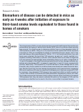 Cover page: Biomarkers of disease can be detected in mice as early as 4 weeks after initiation of exposure to third-hand smoke levels equivalent to those found in homes of smokers.