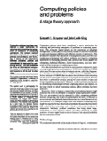 Cover page: Computing policies and problems A stage theory approach