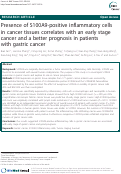 Cover page: Presence of S100A9-positive inflammatory cells in cancer tissues correlates with an early stage cancer and a better prognosis in patients with gastric cancer