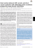 Cover page: Giant exciton-enhanced shift currents and direct current conduction with subbandgap photo excitations produced by many-electron interactions