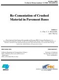 Cover page: Re-cementation of Crushed Material in Pavement Bases