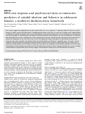 Cover page: HPA axis response and psychosocial stress as interactive predictors of suicidal ideation and behavior in adolescent females: a multilevel diathesis-stress framework