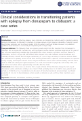 Cover page: Clinical considerations in transitioning patients with epilepsy from clonazepam to clobazam: a case series