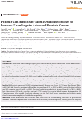 Cover page: Patients Can Administer Mobile Audio Recordings to Increase Knowledge in Advanced Prostate Cancer.