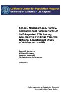 Cover page: School, Neighborhood, Family, and Individual Determinants of Self-Reported STD Among Adolescents: Findings from the National Longitudinal Study