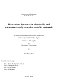 Cover page: Dislocation dynamics in chemically and microstructurally complex metallic materials