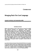 Cover page: Bringing Back Our Lost Language