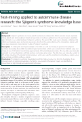 Cover page: Text-mining applied to autoimmune disease research: the Sjögren¿s syndrome knowledge base