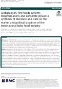 Cover page: Globalization, first-foods systems transformations and corporate power: a synthesis of literature and data on the market and political practices of the transnational baby food industry
