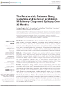 Cover page: The Relationship Between Sleep, Cognition and Behavior in Children With Newly-Diagnosed Epilepsy Over 36 Months