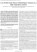 Cover page: Low Profile Fully Planar Folded Dipole Antenna on a High Impedance Surface