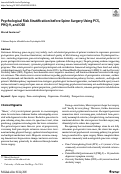 Cover page of Psychological Risk Stratification before Spine Surgery Using PCS, PHQ-9, and ODI
