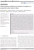 Cover page: Maternal plasma cholesterol and duration of pregnancy: A prospective cohort study in Ghana.