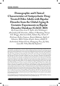 Cover page: Demographic and Clinical Characteristics of Antipsychotic Drug-Treated Older Adults with Bipolar Disorder from the Global Aging &amp; Geriatric Experiments in Bipolar Disorder Database (GAGE-BD).