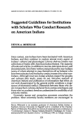 Cover page: Suggested Guidelines for Institutions with Scholars Who Conduct Research on American Indians