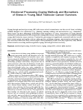 Cover page: Emotional Processing Coping Methods and Biomarkers of Stress in Young Adult Testicular Cancer Survivors