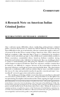 Cover page: A Research Note on American Indian Criminal Justice