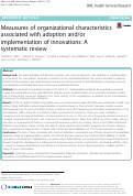 Cover page: Measures of organizational characteristics associated with adoption and/or implementation of innovations: A systematic review