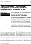 Cover page: Transcription factor PATZ1 promotes adipogenesis by controlling promoter regulatory loci of adipogenic factors