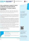 Cover page: Urine metabolomic analysis to detect metabolites associated with the development of contrast induced nephropathy