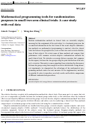 Cover page: Mathematical programming tools for randomization purposes in small two-arm clinical trials: A case study with real data.