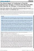 Cover page: The Clinical Impact of Continuing to Prescribe Antiretroviral Therapy in Patients with Advanced AIDS Who Manifest No Virologic or Immunologic Benefit