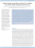 Cover page: Physical activity counseling in primary care: Insights from public health and behavioral economics