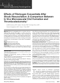 Cover page: Effects of Fibrinogen Concentrate After Shock/Resuscitation