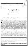 Cover page: Testing the Tests, a review of George Hillocks: The Testing Trap: How State Writing Assessments Control Learning