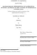 Cover page: Environmental Performance of Alternative Building Materials in the Context of Residential Construction