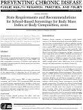 Cover page: State requirements and recommendations for school-based screenings for body mass index or body composition, 2010.