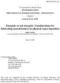 Cover page: Energetic or not energetic: Considerations for fabricating nanostructures by physical vapor deposition