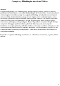 Cover page of Conspiracy thinking in American politics.