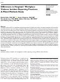 Cover page: Differences in Hospitals’ Workplace Violence Incident Reporting Practices: A Mixed Methods Study