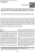 Cover page: How Do Adolescent and Young Adult Patients with Cancer Manage Their Chemotherapy-Related Symptoms at Home?