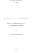 Cover page: Essays on Economic Growth, Institutions and Technology Diffusion