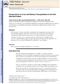 Cover page: Perspectives on Liver and Kidney Transplantation in the Human Immunodeficiency Virus-Infected Patient