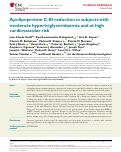 Cover page: Apolipoprotein C-III reduction in subjects with moderate hypertriglyceridaemia and at high cardiovascular risk