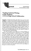 Cover page: Teaching Analytical Writing to ESL Students: A UCLA/High School Collaboration