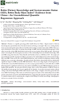 Cover page: Better Dietary Knowledge and Socioeconomic Status (SES), Better Body Mass Index? Evidence from China—An Unconditional Quantile Regression Approach