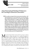 Cover page: Asian International Students’ Preferences for Learning in American Universities