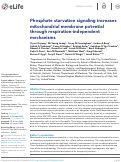 Cover page: Phosphate starvation signaling increases mitochondrial membrane potential through respiration-independent mechanisms.