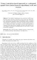 Cover page of Using a narrative-based approach as a safeguard against bias related harm in algorithmic tools and services