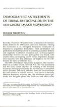 Cover page: Demographic Antecedents of Tribal Participation in the 1870 Ghost Dance Movement