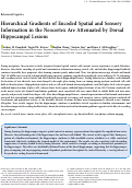 Cover page: Hierarchical Gradients of Encoded Spatial and Sensory Information in the Neocortex Are Attenuated by Dorsal Hippocampal Lesions.