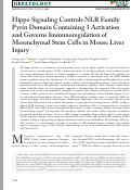 Cover page: Hippo Signaling Controls NLR Family Pyrin Domain Containing 3 Activation and Governs Immunoregulation of Mesenchymal Stem Cells in Mouse Liver Injury